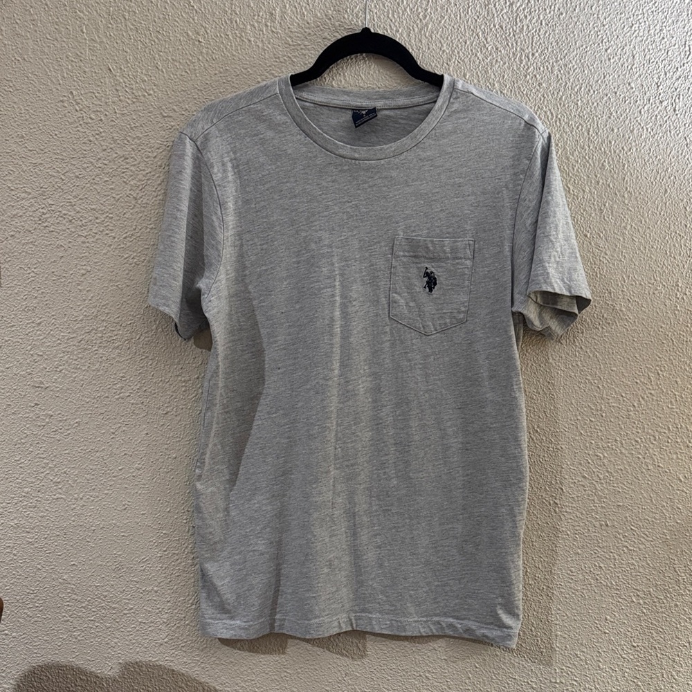 U.S. Polo Assn. Light Gray Short Sleeve Pocket Tee with Embroidered Logo